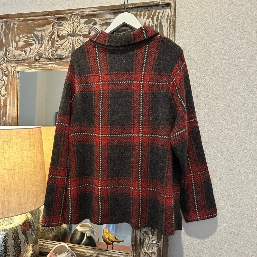 ☀️ New! J. JILL Plaid Sweater Cardigan Jacket - Picture 11 of 12